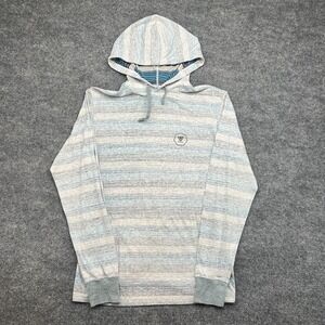 VISSLA Light Blue and Gray Striped Hooded Pullover